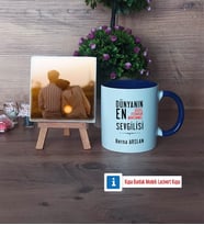 Sevgiliye Hediye Fotoğraflı Dekoratif Taş, Kupa Bardak Beyaz Hediye (Model 3)