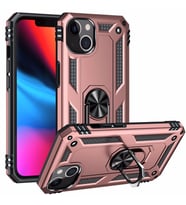 Uyumlu Model Apple iPhone 13 Kılıf Yüzüklü Zırh Tank Vega (Rose)