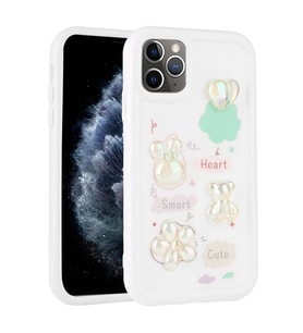 iPhone 11 Pro Max Kılıf Kabartma Figürlü Parlak Toys Silikon Kılıf (Beyaz)