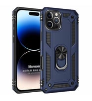 Microsonic Apple iPhone 16 Pro Kılıf Military Ring Holder Siyah (Lacivert)