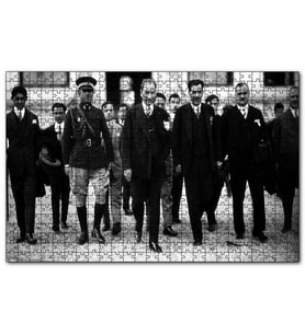 Cakapuzzle Atatürk ve Protokol Siyah Beyaz  Puzzle Yapboz MDF (Ahşap) (500 Parça)