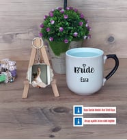 Bride Kupa Bardak Beyaz ve Fotoğraflı Ahşap Anahtarlık Hediye (Model 10)