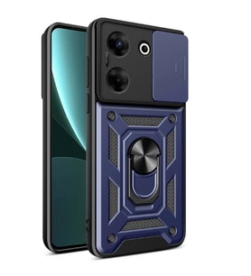 Vendas Tecno Camon 20 Pro 4G Kılıf Magnetik Standlı Kamera Korumalı Zore Sürgülü Vega Kapak (Mavi)