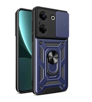 Vendas Tecno Camon 20 Pro 4G Kılıf Magnetik Standlı Kamera Korumalı Zore Sürgülü Vega Kapak (Mavi)