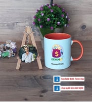 Ekonomist Kupa Bardak Beyaz ve Fotoğraflı Ahşap Anahtarlık Hediye (Model 13)