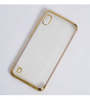 Galaxy A10 Kılıf İnce Köşeleri Renkli Şeffaf Silikon (Gold)