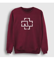 Presmono Unisex Beyaz Logo Rammstein Sweatshirt 105618tt (Bordo)