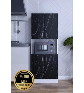 Roma Çok Amaçlı Dolap Kapaklı Bölmeli Mikrodalga Fırın Mutfak Balkon Banyo MDF (Beyaz-Siyah)