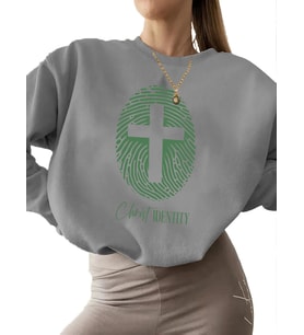 Bej bisiklet yaka kadın Mesih kimliği Baskılı Sweatshirt 3 iplik şardonlu unisex erkek kalın (Gri)