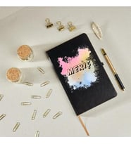 Gifttime İsme Özel Sulu Boya Efektli Defter (Siyah)