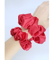MelKady 131 - Saten Scrunchie Saç Lastiği Seti (Fuşya)