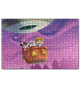 Cakapuzzle Sıcak Hava Balonunda Çocuklar ve Rakun  Puzzle Yapboz MDF (Ahşap) (500 Parça)