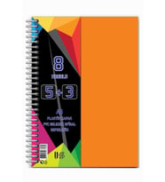 5+3 Ayraçlı Defter 8 Konulu 200 Yaprak 1 Adet 5 Kareli 3 Çizgili Spralli Plastik Kapak Seperatörlü (Turuncu)
