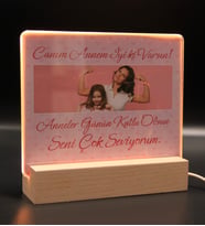 ANNELER GÜNÜ'NE ÖZEL IŞIKLI FOTOĞRAF ÇERÇEVESİ AHŞAP (Model 4)