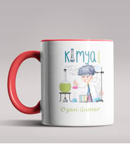 Kişiye Özel Kimya Öğretmeni Tasarım Siyah Renk Kupa Bardak 6 (Kırmızı)