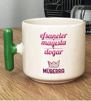 Kişiye Özel Boğa İkizler Burcu Hediye T Kupa Bardak Doğum Günü Hediyesi (Yeşil)