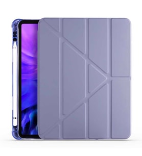 Apple iPad Pro 12.9 4. Nesil 2020 Kılıf Kalem Bölmeli Trifolding Case A2229 A206 (Mor)