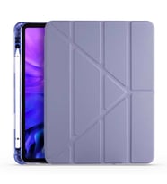 Apple iPad Pro 12.9 4. Nesil 2020 Kılıf Kalem Bölmeli Trifolding Case A2229 A206 (Mor)