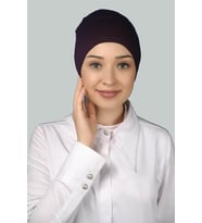 Hazır Pratik Geçmeli Uzun Boru Tesettür Bonesi (Mürdüm)