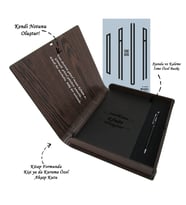 Kişiye Özel Kitap Ajanda Kalem Seti (Kitap Formunda Ahşap Kutulu) (Model 8)