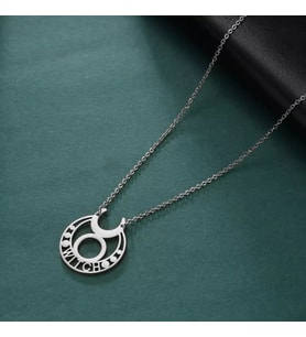Kişiye Özel 925 Ayar Gümüş Ay ve Cadı Kolye (Gümüş)