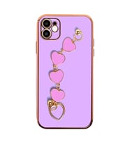 Ally iPhone 12 6.1inç Kılıf Kalp Bileklik Tutuculu Lüx Silikon Askılı Kılıf (Mor)