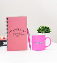 Kişiye Özel Pastel Renkli Ahşap Defter Kalem Kupa Seti 5 (Model 6)