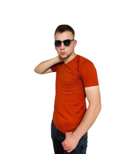 COTTOMEN Erkek V Yaka Slim Fit & Tshirt (K.Kiremit)