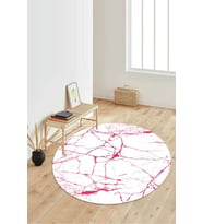 Dijital Baskılı Kaymaz Taban Yıkanabilir Yuvarlak Salon Halısı Koridor Halısı Paspas NDY-HT-419 (Pembe)