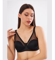 Le Jardin Linda Tül Detaylı Toparlayıcı İnce Soft Cup Sütyen (B-C CUP) -9200 (Siyah)
