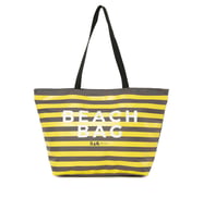 BAGMORİ Çizgili Beach Bag Baskılı Plaj Çantası (Gri)