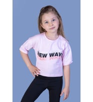 Toontoy Kız Çocuk New Wave Baskılı Taş İşlemeli Tişört (Pembe)