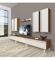 Decoraktiv Eko 8d Mdf Retro Tv Ünitesi Tv Sehpası (Beyaz - Kahverengi)