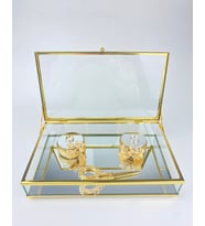 Elm Cam Kutu Söz Nişan Tepsisi (Gold)