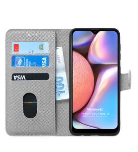 Microsonic Samsung Galaxy A10s Kılıf Fabric Book Wallet (Gri)