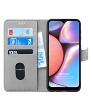 Microsonic Samsung Galaxy A10s Kılıf Fabric Book Wallet (Gri)