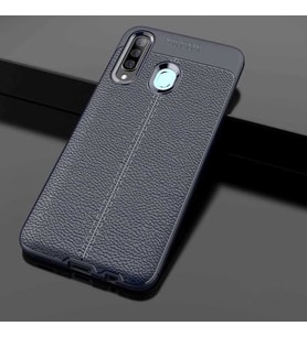 Galaxy A20S Kılıf Zore Niss Deri Desenli Silikon Kılıf (Lacivert)