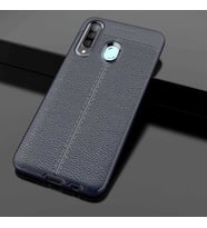 Galaxy A20S Kılıf Zore Niss Deri Desenli Silikon Kılıf (Lacivert)
