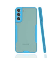 Galaxy S22 Plus Kılıf Kamera Korumalı Arkası Şeffaf Silikon (Mavi)