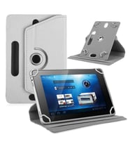Samsung Galaxy Tab A9 SM-X110 8.7" Uyumlu Üniversal Dönerli Standlı Tablet Kılıfı +Dokunmatik Kalemi Hediye (Beyaz)