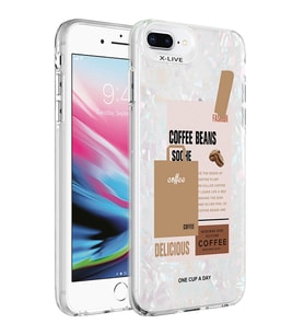 Apple iPhone 8 Plus Kılıf Mermer Desenli Zore Marbello Kılıf (Kahverengi)