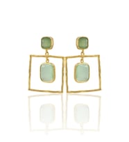 Kadir Jewellery 22 Ayar Altın Kaplama Kadın Sallantılı Küpe -El İşçiliği Ve Hipoalerjenik Küpe (Açık Yeşil)