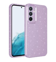 Samsung Galaxy A14 Kılıf Kamera Korumalı Simli Lüks Işıltılı Silikon (Lila)