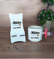 Maden Mühendisi Hediye Sepeti Kupa Bardak T Kulplu ve Ahşap Telefon Standı Mühendisler Günü Hediyesi (Model 4)