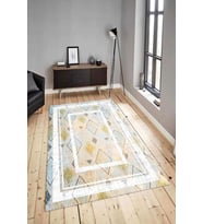 Dijital Baskılı Yıkanabilir Kaymaz Modern Renkli Salon Halısı Mutfak Halısı Yolluk ND-HY-1354 (Gold)