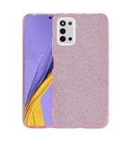 Samsung Galaxy A03S Kılıf Simli Parlak Shining Kapak (Pembe)