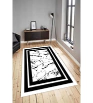 Dijital Baskılı Yıkanabilir Kaymaz Modern Renkli Salon Halısı Mutfak Halısı Yolluk ND-HY-963 (Beyaz)