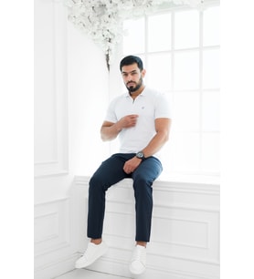 Paul Martin Fermuarlı Polo Yaka %100 Pamuk Regular Fit T-shirt (Beyaz)