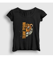 Presmono Kadın Beyaz Tiger Boks Boxing Team Mike Tyson T-Shirt 514657tt (Siyah)