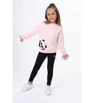 Toontoy Kız Çocuk Baskılı Taytlı Takım (Pudra)